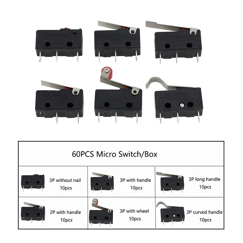 CNLW 60 PCS Micro Switch/Box Long Life All New 5A 250VAC KW11-3Z Micro Switch Tact Switch on Off - Image 2